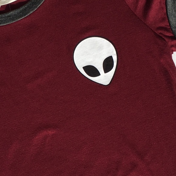 French Pastry Alien Graphic T-Shirt Garnet with Charcoal Trim - Picture 2 of 4